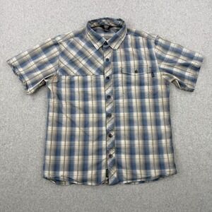 Outdoor Research Shirt Mens Medium Blue‎ Plaid Riff Hiking Climbing Short Sleeve
